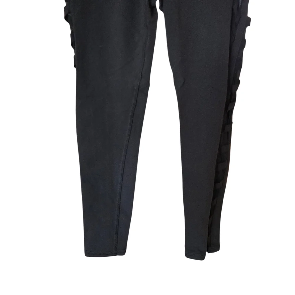 Alo Yoga Black Interlace High Waist Lattice Mesh Leggings Womens